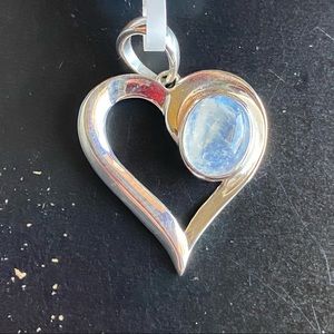 Genuine Moonstone Heart Pendant .925 Sterling